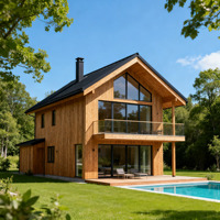 Villa en bois de luxe à 2 étages, maison préfabriquée pour séjour et complexe hôtelier