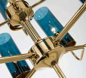 Decorazione contemporanea lampadario di lusso in vetro blu più grande hall dell'hotel E27 lampade a sospensione a sospensione - Product Image 4