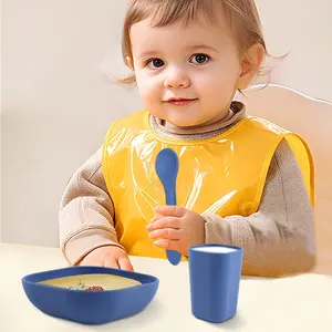 Custom Bpa Gratis Food Grade Siliconen Uil Baby Voeding Set Peuter Servies Borden Drinkbekers Kids Voedingsset