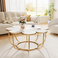 Table basse Tribesigns en forme de fleur avec plateau en faux marbre, table basse moderne, meubles de salon