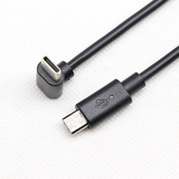 Kabel USB-C bersudut ke kabel mikro USB kabel fleksibel mendukung pengisian daya Cepat & sinkronisasi Data