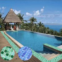 Carreaux de mosaïque en céramique et verre au design moderne pour décorations de piscines, carreaux muraux carrés avec effet parquet, prix de gros