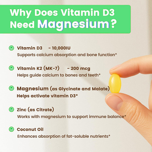 Vitamina D3 de alta calidad, VITAMINA K2, Magnesio y Zinc. Promueven el desarrollo óseo y dental, mantienen la salud cardiovascular. Cápsulas blandas. - Product Image 4