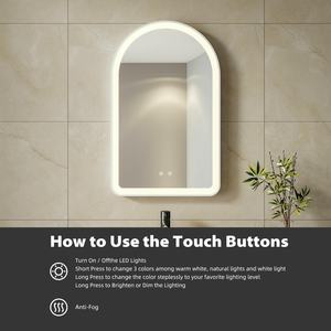 Nhà máy khách sạn bán buôn có thể điều chỉnh cảm ứng chống sương mù đóng khung chức năng bộ nhớ chiếu sáng với đèn LED cong Gương phòng tắm - Product Image 5