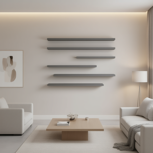 Juego de Estantes de Pared de 4 Niveles, Madera Sintética Gris, 23.6 in X 3.9 in X 0.6 in, Diseño Minimalista, Almacenamiento y Exhibición para Sala de Estar - Product Image 2