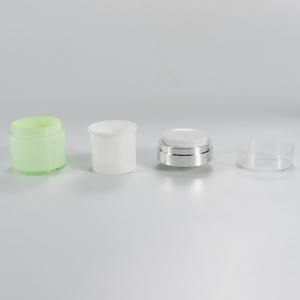 Tarro de crema hidratante con bomba de empuje sin aire cosmético ecológico de lujo 100mL plástico verde de doble pared recargable para crema de ojos - Product Image 4