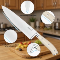 Ensemble de couteaux de cuisine Kuisine de haute qualité, 15 pièces, en acier inoxydable à haute teneur en carbone, avec aiguiseur intégré et manche ergonomique