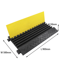 Protector de Cables Flexible de 90 cm y 5 Canales, Resistente a la Presión, de PVC y Goma, para Exteriores, Color Amarillo y Negro, para Uso en Carreteras