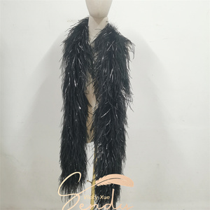 Boa en plumes d'autruche teintes 6 plis S15-18cm, noir et couleurs mélangées, pour carnaval, festival, mariage, fête, spectacle de scène - Product Image 2