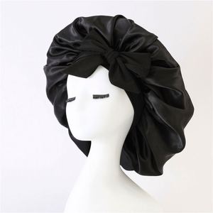 Bonnet personnalisé pour enfant avec logo, large, à marque privée, imprimé, en satin, pour la nuit, avec bande élastique en soie pour cheveux - Product Image 2