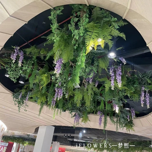 Nhân tạo Dương Xỉ giả cây xanh treo <span class=keywords><strong>Ivy</strong></span> lá cây nhựa cây xanh cho tường trong nhà ngoài trời đám cưới celing Vòng Hoa - Product Image 3
