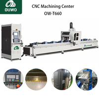 Centre d'usinage CNC contrôlé par PLC certifié CE 3 axes OUWO 380V avec magazine d'outils pour usine de fenêtres, portes et murs rideaux