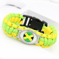 Vente en gros Bracelets en alliage tissé à la main en nylon personnalisé Drapeaux métalliques pour hommes et femmes