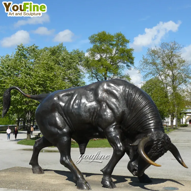 Vida tamanho jardim exterior Decor Bronze cobre escultura estátua antiga Bull Metal