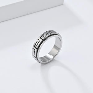 European American Jewelry Great Wall Pattern Titanium Steel Rotating <b>Ring</b> For Stress Relief Unisex Fashion <b>Rings</b> - Product Image 4