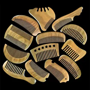 Natural Wooden Pocket Comb Anti-Static Curly Hair Green Sandalwood Comb Sandalwood Beard Combs