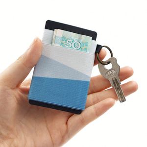 Spot Portable Elastic Holder Custom Pattern <b>Stretch</b> Bank Card Sleeve With Key <b>Ring</b> - Product Image 3