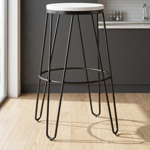 Taburete de Bar Moderno e Industrial, Ecológico, con Estructura de Madera y Metal, Altura de Mostrador, Estable y Duradero, para Hogar, Cocina, Isla, Centro Comercial, Comedor - Product Image 3