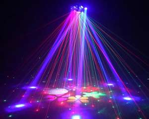 Luces Láser RGBW para Escenario, Cabeza de Haz de Seis Brazos con Ojos de Abeja Vajra, en Blanco Cálido y Rojo, Modo de Control DMX512 - Product Image 6