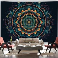 Tapisserie murale en polyester Mandala, impression HD, résistante à la décoloration, légère, décoration murale pour dortoir, OEM ODM, lavage à la main