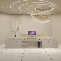 Table de réception de luxe pour petit bureau Bureau de réception haut de gamme en bois avec lumière LED