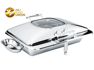 9L สแตนเลสเหนี่ยวนำไฮดรอลิ Chafing จานเครื่องจักรกลบานพับ Chafer ที่มีฝาปิดแก้ว - Product Image 3