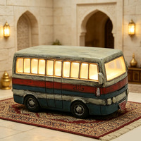 Lampe de nuit personnalisée en résine en forme de bus, lampe de table créative rechargeable de style arabe, artisanat en résine pour la décoration du Ramadan, cadeau Eid Mubarak