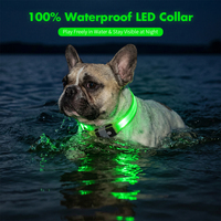 Kalung Hewan Peliharaan LED Warna Murni Berkedip Serat Optik F5 LED, Kalung Anjing Nilon Isi Ulang USB Tipe C, Kedip Cepat Berkelanjutan Kedip Lambat