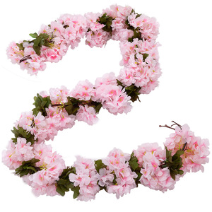 Baishun Guirlandes de fleurs artificielles en soie rose cerisier 100cm-200cm pour décoration de mariage et de maison - Product Image 5