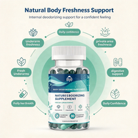 Capsules de contrôle des odeurs sous marque privée 30 pièces – Complément déodorant corps entier, détoxifiant pour l'intestin et la peau, digestion, chlorophylle, menthe, persil – OEM