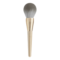 Outil de beauté professionnel manche en bois bio sablage or platine unique grand pinceau de maquillage en poudre
