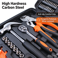 Ensemble d'outils de bricolage 109 pièces, kit d'outils manuels multifonctionnels pour la réparation à domicile avec embouts de perçage, boîte en plastique