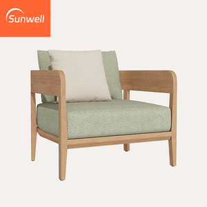 Meubles d'extérieur en teck huilé durable, sièges doux, bois massif, <span class=keywords><strong>salon</strong></span> de <span class=keywords><strong>jardin</strong></span>, canapé de patio avec coton à séchage rapide - Product Image 6