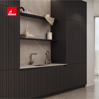Armoire de cuisine Alland Slab en MDF haut de gamme avec placage bois, design moderne, étagère de rangement en pierre frittée, qualité supérieure
