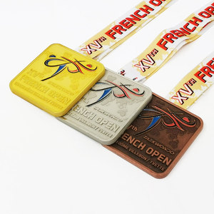 High Quality Durable Sports Award Medal Custom Square Shape Gold Silver Bronze Metal Holders <b>Trophies</b> Medals <b>Plaques</b> Sublimation - Product Image 2
