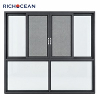 Ventanas Corredizas de Aluminio Resistentes a Impactos RICHOCEAN, Insonorizadas, con Vidrio Low-E y Rejillas de Seguridad Antirrobo con Diamantes