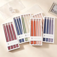 Lot de 4 bougies coniques en paraffine en gros, multicolores disponibles, non parfumées, pour une ambiance décorative idéale pour les soirées romantiques et les rassemblements