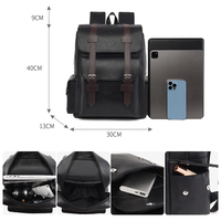 Sac à dos unisexe 13 pouces style coréen simple 2025 en cuir PU, fermeture éclair, écologique, classique, résistant à l'eau, pour ordinateur portable et voyage en avion