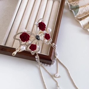 Versatile frangia farfalla mollette per capelli da donna di lusso con fiori di rosa alla moda coreana eleganti accessori per capelli per ragazze