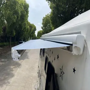 Awnlux W5500 Motor Control 2.5m Cassette Awning With White Frame Side Mounted Awning For Camper Van