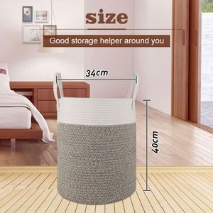 Cotton Rope <b>Laundry</b> Hamper, Woven <b>Laundry</b> Storage <b>Basket</b>, Blanket <b>Basket</b> for Living Room - Product Image 3