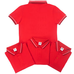 Camiseta de polo roja brillante uniforme con logotipo personalizado de manga corta hecha de poliéster de algodón Spandex para empresa o eventos - Product Image 1