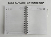 Agenda quotidien 2027, couverture rigide avec reliure spirale, agenda hebdomadaire et mensuel, gestion du temps, journal de productivité pour étudiants