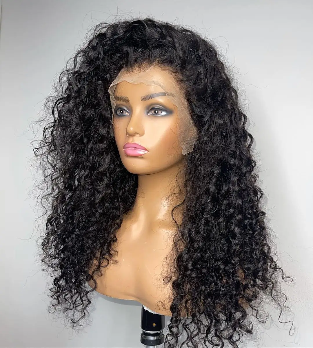 Wholesale 150% 180% 200% Density Raw Peruvian Human Hair Lace Front Curly Wig Transparent Lace Wigs Pre-Plucked