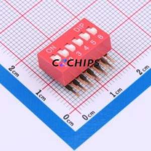 DA-06-R DIP Switch Through hole Component (THT) Switch ( Number of Switch Sections: 6 )( Lead Spacing: 2.54mm )( Color: Red ) - Product Image 1