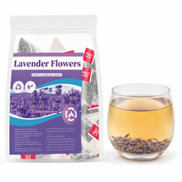 Sachets de thé de lavande pure en vrac en forme de pyramide, OEM, marque privée, pour la santé, aide au sommeil, apaisant et relaxant, 2g*30, ingrédient unique