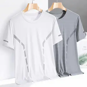 2023 summer breathable anti-wrinkle solid colorSporty shirt men's printing work clothes lapel T-shirt short-sleeved work clothes