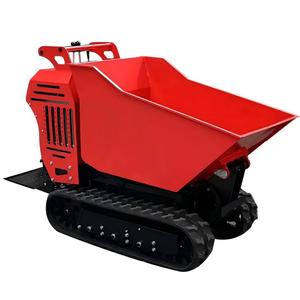 Dumper sur chenilles hydraulique rouge, capacité 500 kg, pour le transport de déchets de construction en acier, utilisation industrielle - Product Image 2