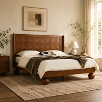 Lit plateforme en bois massif taille Queen, design moderne et simple, structure robuste en pin, écologique, pour appartement, maison, chambre à coucher