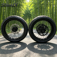 Kit de roues en aluminium ShieldX Supermoto 17 pouces pré-assemblé avec pneu CST S1 Street et pignon arrière pour Surron Ultra Bee E Dirt Bike